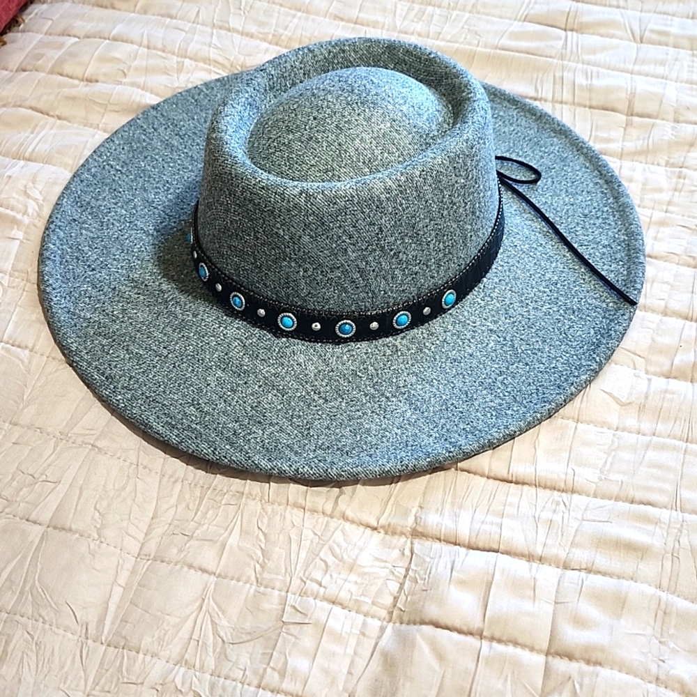 Western Wide Brim Pork Pie Fedora Felt Hat NWT - Picture 2 of 6